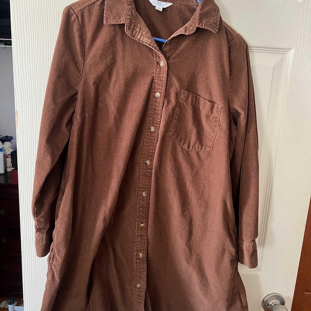 Time and Tru Brown Corduroy Shirt Dress
